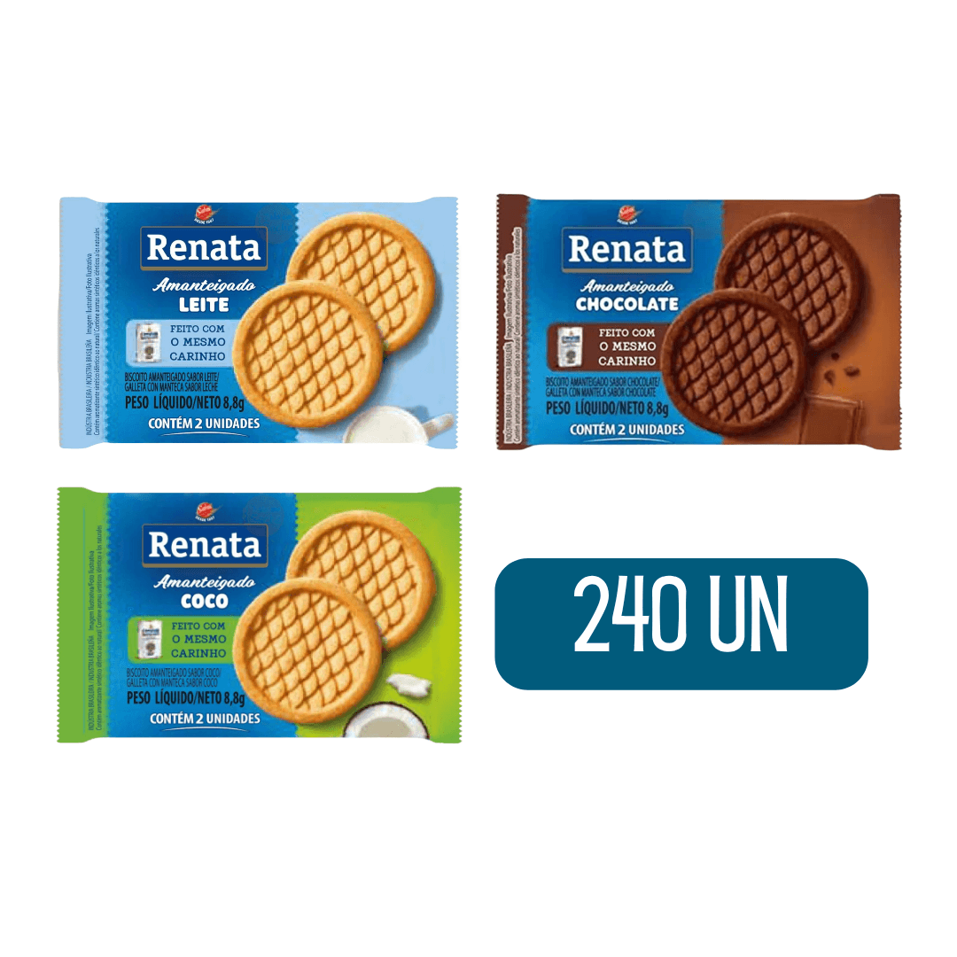 Biscoito Sache Renata Sabor Leite, Coco E Chocolate 240un