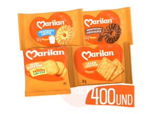 Biscoito Amanteigado Em Sache Sortidos Marilan Kit 400u Chocolate, Leite, Cracker e Maizena