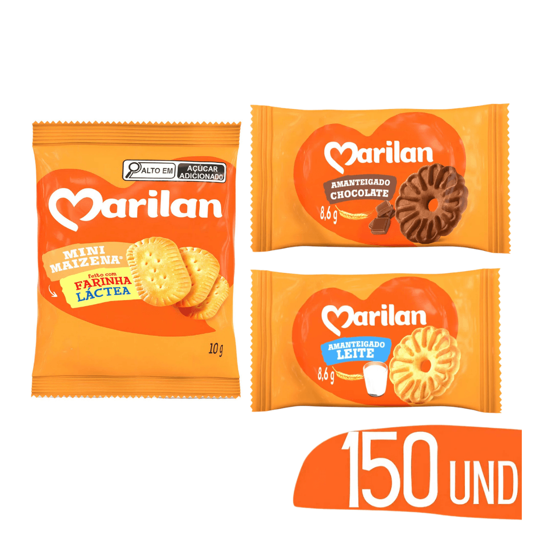 Biscoito Sache Maizena Leite Chocolate Marilan Bolacha 150un